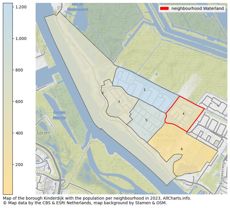 Map of the borough Kinderdijk with the population per neighbourhood in 2023. This page shows a lot of information about residents (such as the distribution by age groups, family composition, gender, native or Dutch with an immigration background, ...), homes (numbers, types, price development, use, type of property, ...) and more (car ownership, energy consumption, ...) based on open data from the Dutch Central Bureau of Statistics and various other sources!