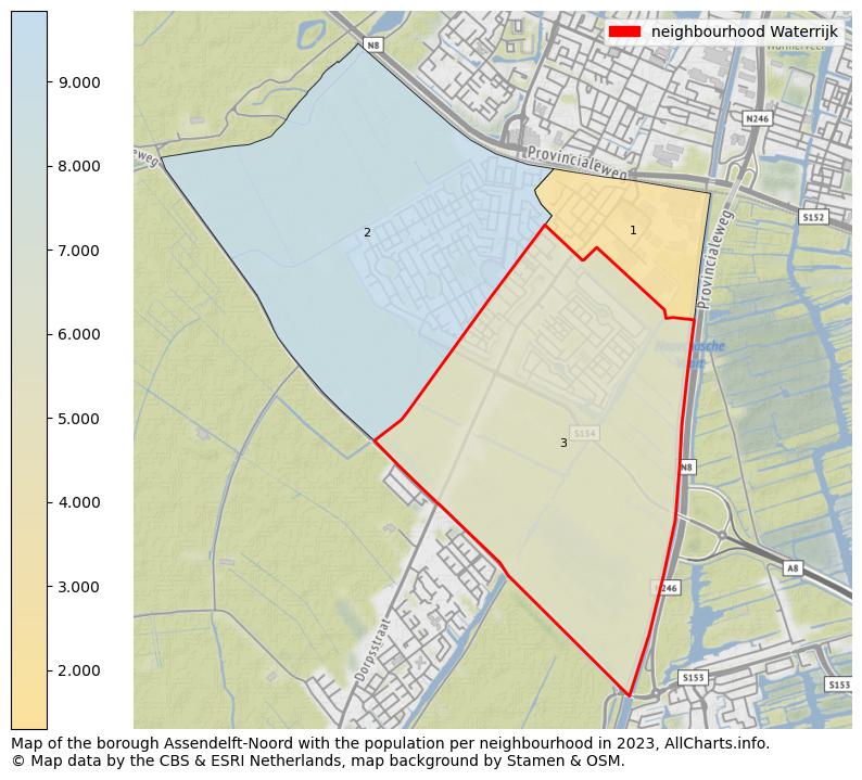 Map of the borough Assendelft-Noord with the population per neighbourhood in 2023. This page shows a lot of information about residents (such as the distribution by age groups, family composition, gender, native or Dutch with an immigration background, ...), homes (numbers, types, price development, use, type of property, ...) and more (car ownership, energy consumption, ...) based on open data from the Dutch Central Bureau of Statistics and various other sources!