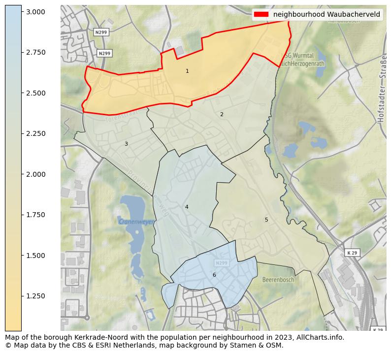 Map of the borough Kerkrade-Noord with the population per neighbourhood in 2023. This page shows a lot of information about residents (such as the distribution by age groups, family composition, gender, native or Dutch with an immigration background, ...), homes (numbers, types, price development, use, type of property, ...) and more (car ownership, energy consumption, ...) based on open data from the Dutch Central Bureau of Statistics and various other sources!