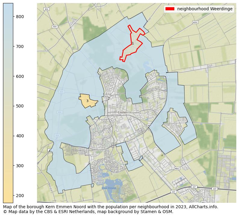 Map of the borough Kern Emmen Noord with the population per neighbourhood in 2023. This page shows a lot of information about residents (such as the distribution by age groups, family composition, gender, native or Dutch with an immigration background, ...), homes (numbers, types, price development, use, type of property, ...) and more (car ownership, energy consumption, ...) based on open data from the Dutch Central Bureau of Statistics and various other sources!