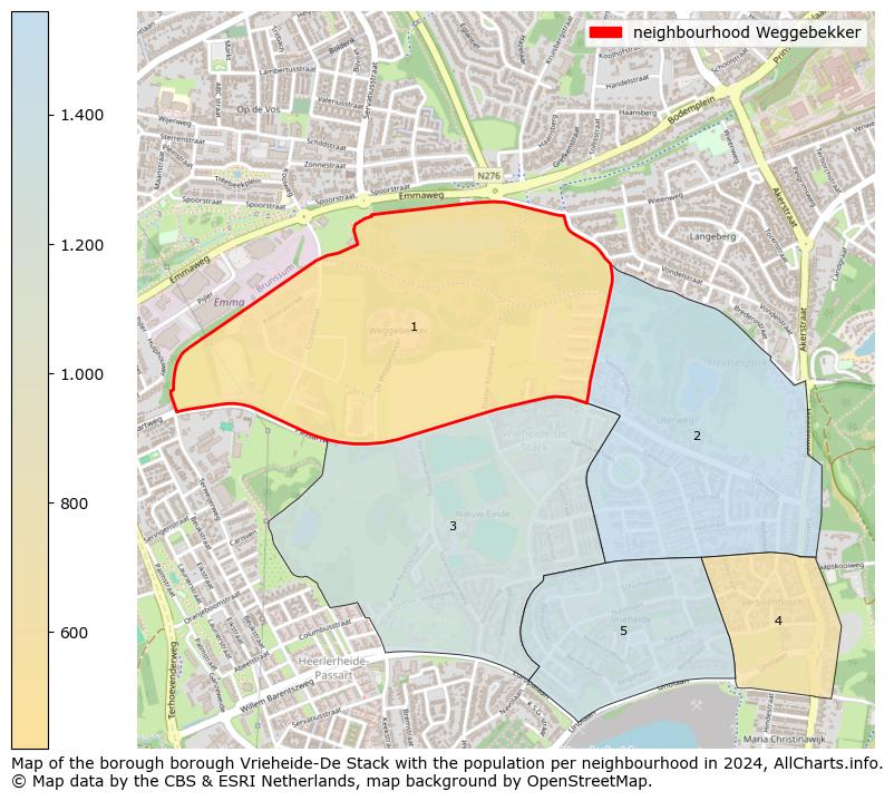 Image of the neighbourhood Weggebekker at the map. This image is used as introduction to this page. This page shows a lot of information about the population in the neighbourhood Weggebekker (such as the distribution by age groups of the residents, the composition of households, whether inhabitants are natives or Dutch with an immigration background, data about the houses (numbers, types, price development, use, type of property, ...) and more (car ownership, energy consumption, ...) based on open data from the Dutch Central Bureau of Statistics and various other sources!