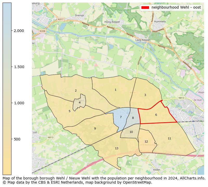 Image of the neighbourhood Wehl - oost at the map. This image is used as introduction to this page. This page shows a lot of information about the population in the neighbourhood Wehl - oost (such as the distribution by age groups of the residents, the composition of households, whether inhabitants are natives or Dutch with an immigration background, data about the houses (numbers, types, price development, use, type of property, ...) and more (car ownership, energy consumption, ...) based on open data from the Dutch Central Bureau of Statistics and various other sources!