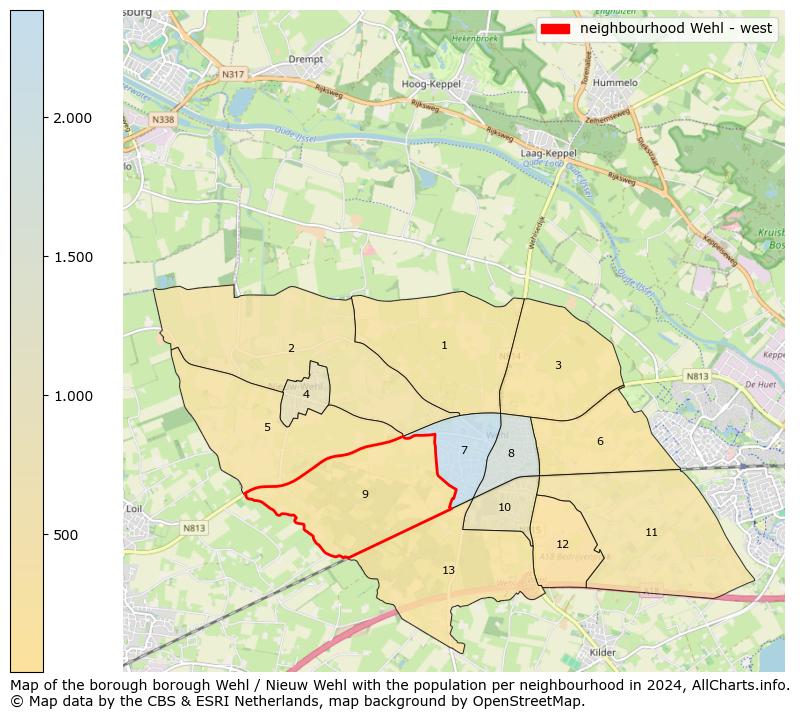 Image of the neighbourhood Wehl - west at the map. This image is used as introduction to this page. This page shows a lot of information about the population in the neighbourhood Wehl - west (such as the distribution by age groups of the residents, the composition of households, whether inhabitants are natives or Dutch with an immigration background, data about the houses (numbers, types, price development, use, type of property, ...) and more (car ownership, energy consumption, ...) based on open data from the Dutch Central Bureau of Statistics and various other sources!