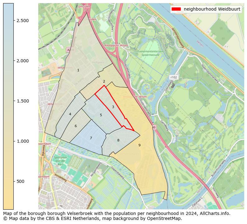 Image of the neighbourhood Weidbuurt at the map. This image is used as introduction to this page. This page shows a lot of information about the population in the neighbourhood Weidbuurt (such as the distribution by age groups of the residents, the composition of households, whether inhabitants are natives or Dutch with an immigration background, data about the houses (numbers, types, price development, use, type of property, ...) and more (car ownership, energy consumption, ...) based on open data from the Dutch Central Bureau of Statistics and various other sources!