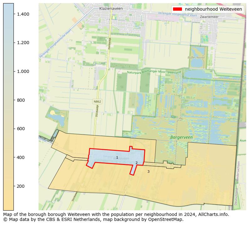 Image of the neighbourhood Weiteveen at the map. This image is used as introduction to this page. This page shows a lot of information about the population in the neighbourhood Weiteveen (such as the distribution by age groups of the residents, the composition of households, whether inhabitants are natives or Dutch with an immigration background, data about the houses (numbers, types, price development, use, type of property, ...) and more (car ownership, energy consumption, ...) based on open data from the Dutch Central Bureau of Statistics and various other sources!