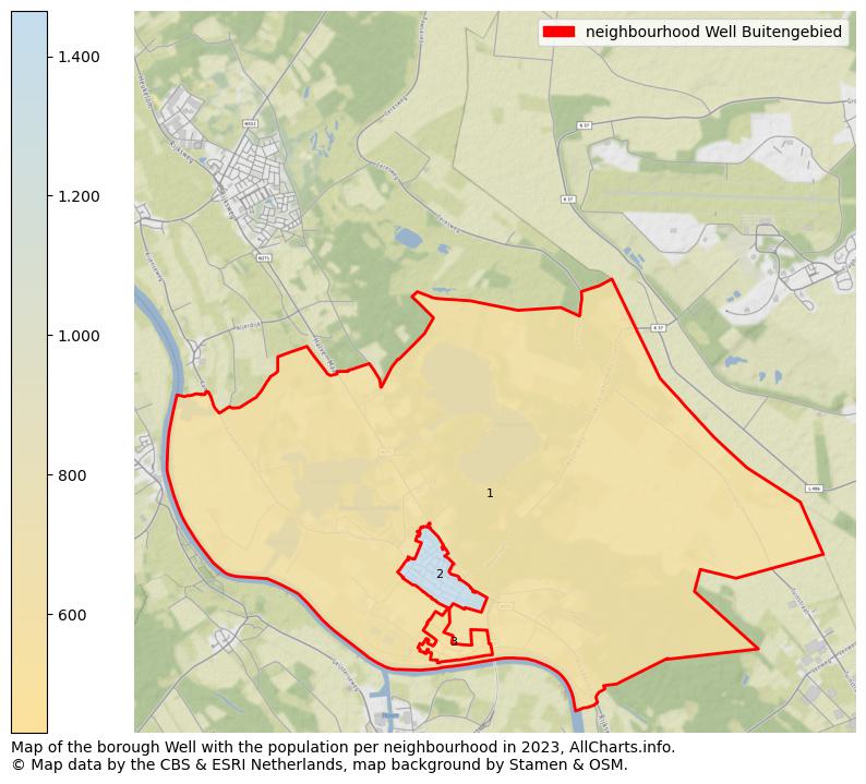 Map of the borough Well with the population per neighbourhood in 2023. This page shows a lot of information about residents (such as the distribution by age groups, family composition, gender, native or Dutch with an immigration background, ...), homes (numbers, types, price development, use, type of property, ...) and more (car ownership, energy consumption, ...) based on open data from the Dutch Central Bureau of Statistics and various other sources!