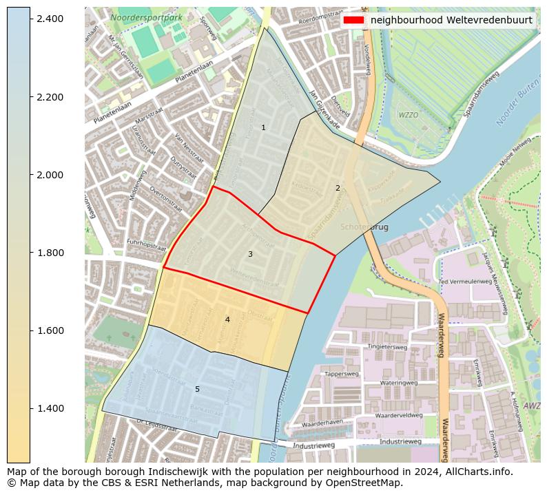 Image of the neighbourhood Weltevredenbuurt at the map. This image is used as introduction to this page. This page shows a lot of information about the population in the neighbourhood Weltevredenbuurt (such as the distribution by age groups of the residents, the composition of households, whether inhabitants are natives or Dutch with an immigration background, data about the houses (numbers, types, price development, use, type of property, ...) and more (car ownership, energy consumption, ...) based on open data from the Dutch Central Bureau of Statistics and various other sources!