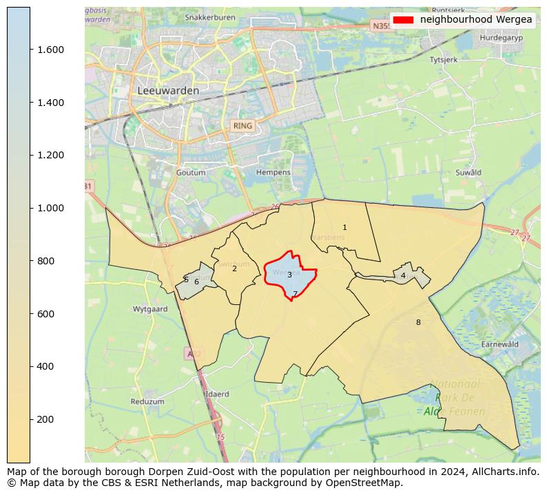 Image of the neighbourhood Wergea at the map. This image is used as introduction to this page. This page shows a lot of information about the population in the neighbourhood Wergea (such as the distribution by age groups of the residents, the composition of households, whether inhabitants are natives or Dutch with an immigration background, data about the houses (numbers, types, price development, use, type of property, ...) and more (car ownership, energy consumption, ...) based on open data from the Dutch Central Bureau of Statistics and various other sources!