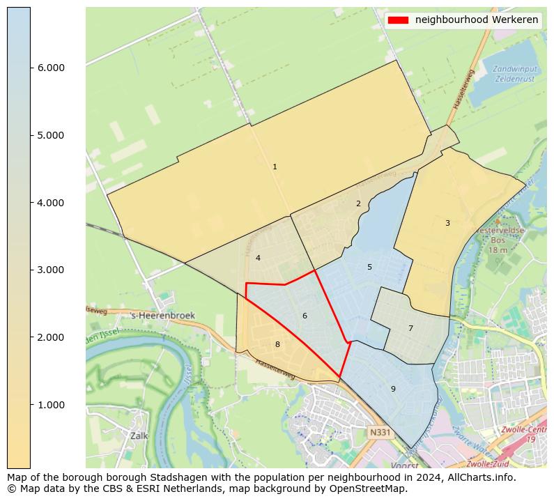 Image of the neighbourhood Werkeren at the map. This image is used as introduction to this page. This page shows a lot of information about the population in the neighbourhood Werkeren (such as the distribution by age groups of the residents, the composition of households, whether inhabitants are natives or Dutch with an immigration background, data about the houses (numbers, types, price development, use, type of property, ...) and more (car ownership, energy consumption, ...) based on open data from the Dutch Central Bureau of Statistics and various other sources!