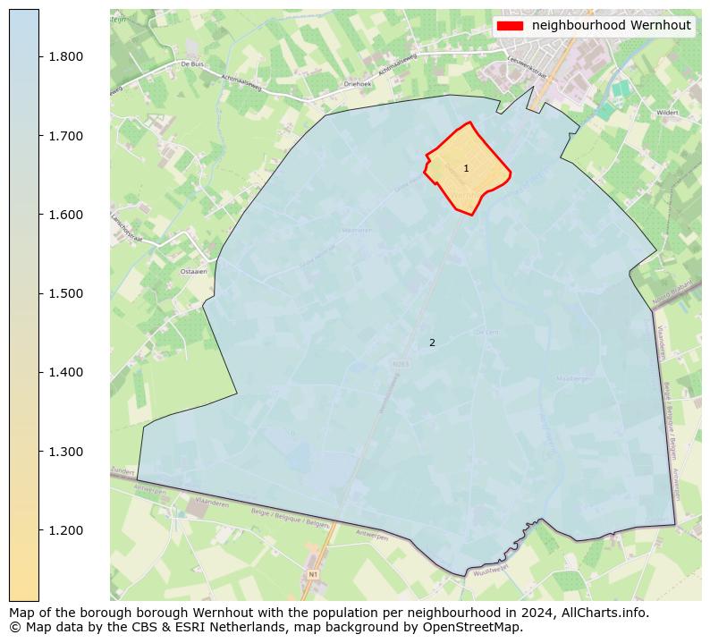 Image of the neighbourhood Wernhout at the map. This image is used as introduction to this page. This page shows a lot of information about the population in the neighbourhood Wernhout (such as the distribution by age groups of the residents, the composition of households, whether inhabitants are natives or Dutch with an immigration background, data about the houses (numbers, types, price development, use, type of property, ...) and more (car ownership, energy consumption, ...) based on open data from the Dutch Central Bureau of Statistics and various other sources!