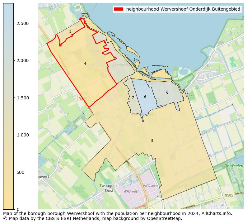 Image of the neighbourhood Wervershoof Onderdijk Buitengebied at the map. This image is used as introduction to this page. This page shows a lot of information about the population in the neighbourhood Wervershoof Onderdijk Buitengebied (such as the distribution by age groups of the residents, the composition of households, whether inhabitants are natives or Dutch with an immigration background, data about the houses (numbers, types, price development, use, type of property, ...) and more (car ownership, energy consumption, ...) based on open data from the Dutch Central Bureau of Statistics and various other sources!