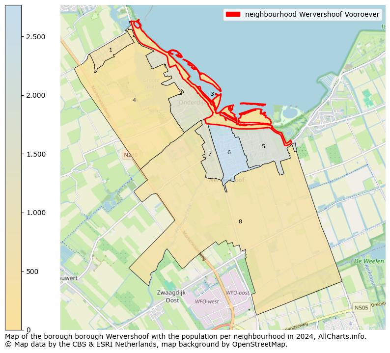 Image of the neighbourhood Wervershoof Vooroever at the map. This image is used as introduction to this page. This page shows a lot of information about the population in the neighbourhood Wervershoof Vooroever (such as the distribution by age groups of the residents, the composition of households, whether inhabitants are natives or Dutch with an immigration background, data about the houses (numbers, types, price development, use, type of property, ...) and more (car ownership, energy consumption, ...) based on open data from the Dutch Central Bureau of Statistics and various other sources!