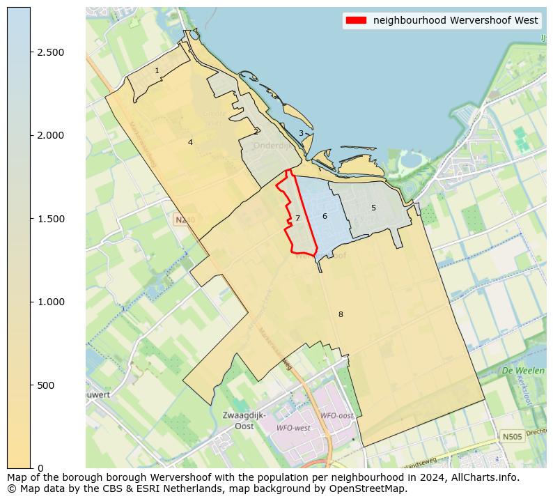 Image of the neighbourhood Wervershoof West at the map. This image is used as introduction to this page. This page shows a lot of information about the population in the neighbourhood Wervershoof West (such as the distribution by age groups of the residents, the composition of households, whether inhabitants are natives or Dutch with an immigration background, data about the houses (numbers, types, price development, use, type of property, ...) and more (car ownership, energy consumption, ...) based on open data from the Dutch Central Bureau of Statistics and various other sources!