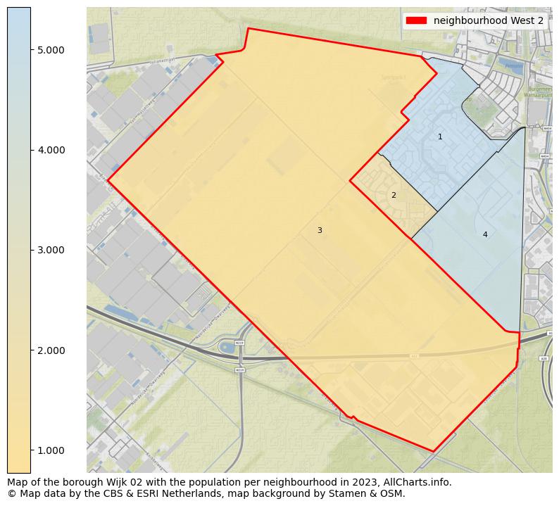 Map of the borough Wijk 02 with the population per neighbourhood in 2023. This page shows a lot of information about residents (such as the distribution by age groups, family composition, gender, native or Dutch with an immigration background, ...), homes (numbers, types, price development, use, type of property, ...) and more (car ownership, energy consumption, ...) based on open data from the Dutch Central Bureau of Statistics and various other sources!