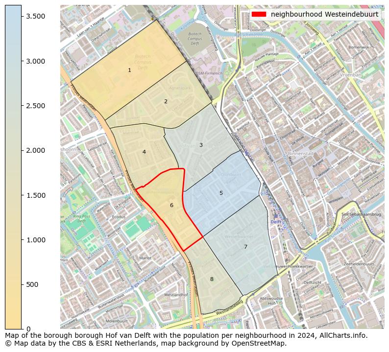 Image of the neighbourhood Westeindebuurt at the map. This image is used as introduction to this page. This page shows a lot of information about the population in the neighbourhood Westeindebuurt (such as the distribution by age groups of the residents, the composition of households, whether inhabitants are natives or Dutch with an immigration background, data about the houses (numbers, types, price development, use, type of property, ...) and more (car ownership, energy consumption, ...) based on open data from the Dutch Central Bureau of Statistics and various other sources!