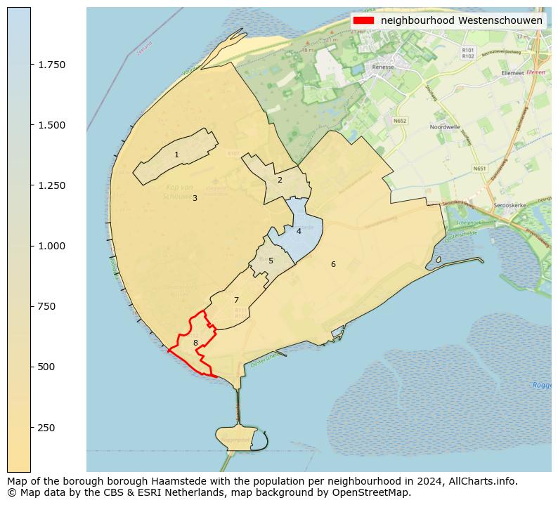 Image of the neighbourhood Westenschouwen at the map. This image is used as introduction to this page. This page shows a lot of information about the population in the neighbourhood Westenschouwen (such as the distribution by age groups of the residents, the composition of households, whether inhabitants are natives or Dutch with an immigration background, data about the houses (numbers, types, price development, use, type of property, ...) and more (car ownership, energy consumption, ...) based on open data from the Dutch Central Bureau of Statistics and various other sources!