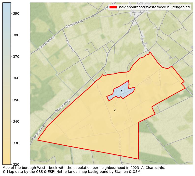 Map of the borough Westerbeek with the population per neighbourhood in 2023. This page shows a lot of information about residents (such as the distribution by age groups, family composition, gender, native or Dutch with an immigration background, ...), homes (numbers, types, price development, use, type of property, ...) and more (car ownership, energy consumption, ...) based on open data from the Dutch Central Bureau of Statistics and various other sources!
