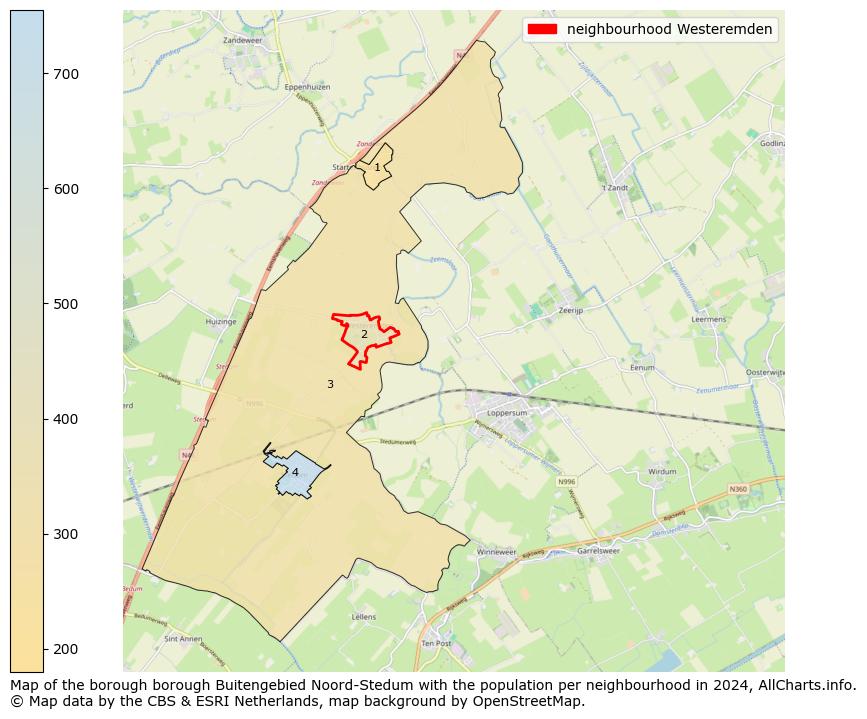 Image of the neighbourhood Westeremden at the map. This image is used as introduction to this page. This page shows a lot of information about the population in the neighbourhood Westeremden (such as the distribution by age groups of the residents, the composition of households, whether inhabitants are natives or Dutch with an immigration background, data about the houses (numbers, types, price development, use, type of property, ...) and more (car ownership, energy consumption, ...) based on open data from the Dutch Central Bureau of Statistics and various other sources!