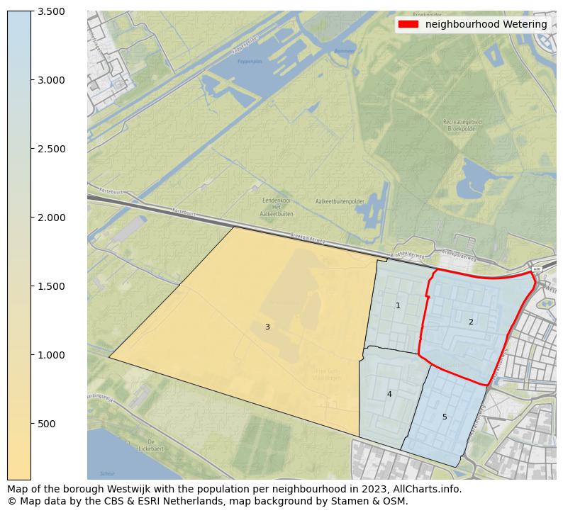 Map of the borough Westwijk with the population per neighbourhood in 2023. This page shows a lot of information about residents (such as the distribution by age groups, family composition, gender, native or Dutch with an immigration background, ...), homes (numbers, types, price development, use, type of property, ...) and more (car ownership, energy consumption, ...) based on open data from the Dutch Central Bureau of Statistics and various other sources!