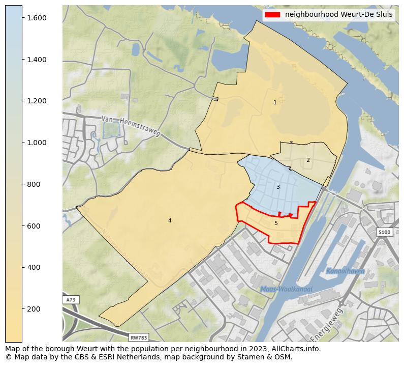 Map of the borough Weurt with the population per neighbourhood in 2023. This page shows a lot of information about residents (such as the distribution by age groups, family composition, gender, native or Dutch with an immigration background, ...), homes (numbers, types, price development, use, type of property, ...) and more (car ownership, energy consumption, ...) based on open data from the Dutch Central Bureau of Statistics and various other sources!