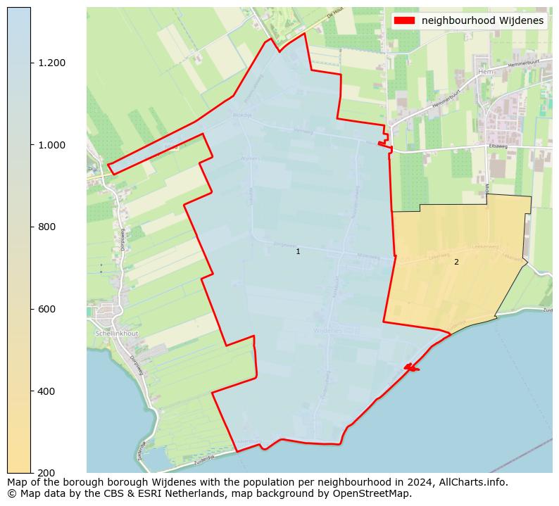 Image of the neighbourhood Wijdenes at the map. This image is used as introduction to this page. This page shows a lot of information about the population in the neighbourhood Wijdenes (such as the distribution by age groups of the residents, the composition of households, whether inhabitants are natives or Dutch with an immigration background, data about the houses (numbers, types, price development, use, type of property, ...) and more (car ownership, energy consumption, ...) based on open data from the Dutch Central Bureau of Statistics and various other sources!