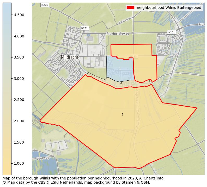 Map of the borough Wilnis with the population per neighbourhood in 2023. This page shows a lot of information about residents (such as the distribution by age groups, family composition, gender, native or Dutch with an immigration background, ...), homes (numbers, types, price development, use, type of property, ...) and more (car ownership, energy consumption, ...) based on open data from the Dutch Central Bureau of Statistics and various other sources!