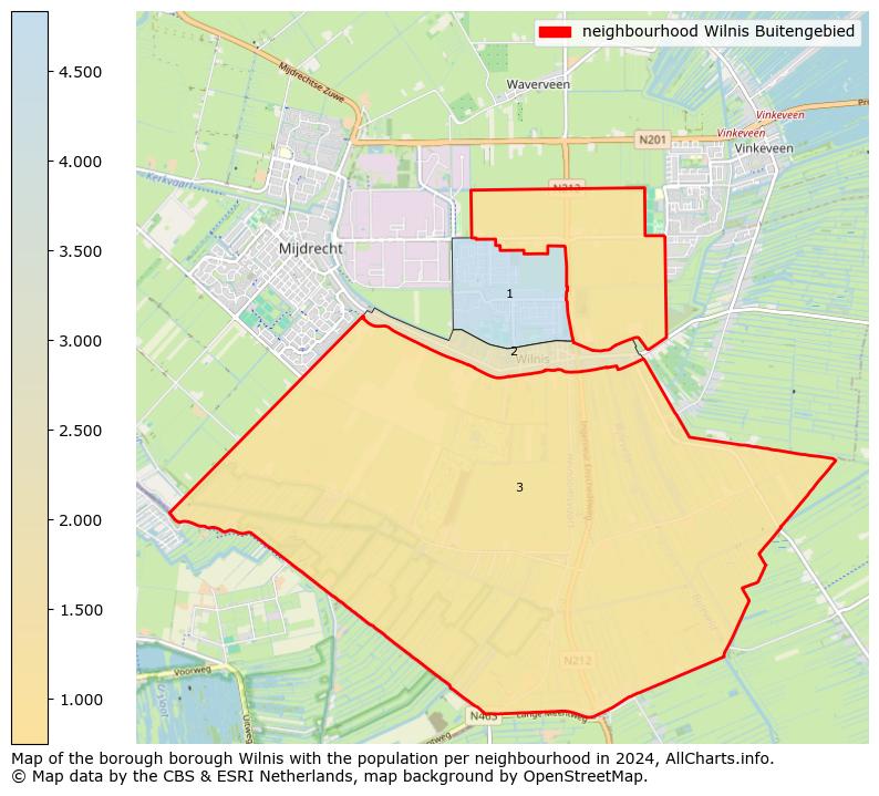 Image of the neighbourhood Wilnis Buitengebied at the map. This image is used as introduction to this page. This page shows a lot of information about the population in the neighbourhood Wilnis Buitengebied (such as the distribution by age groups of the residents, the composition of households, whether inhabitants are natives or Dutch with an immigration background, data about the houses (numbers, types, price development, use, type of property, ...) and more (car ownership, energy consumption, ...) based on open data from the Dutch Central Bureau of Statistics and various other sources!