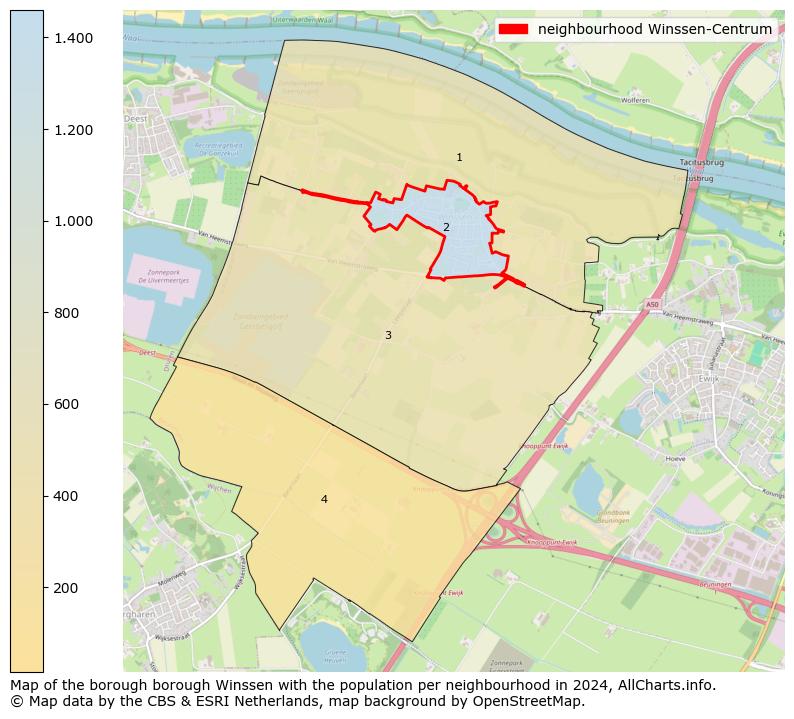 Image of the neighbourhood Winssen-Centrum at the map. This image is used as introduction to this page. This page shows a lot of information about the population in the neighbourhood Winssen-Centrum (such as the distribution by age groups of the residents, the composition of households, whether inhabitants are natives or Dutch with an immigration background, data about the houses (numbers, types, price development, use, type of property, ...) and more (car ownership, energy consumption, ...) based on open data from the Dutch Central Bureau of Statistics and various other sources!