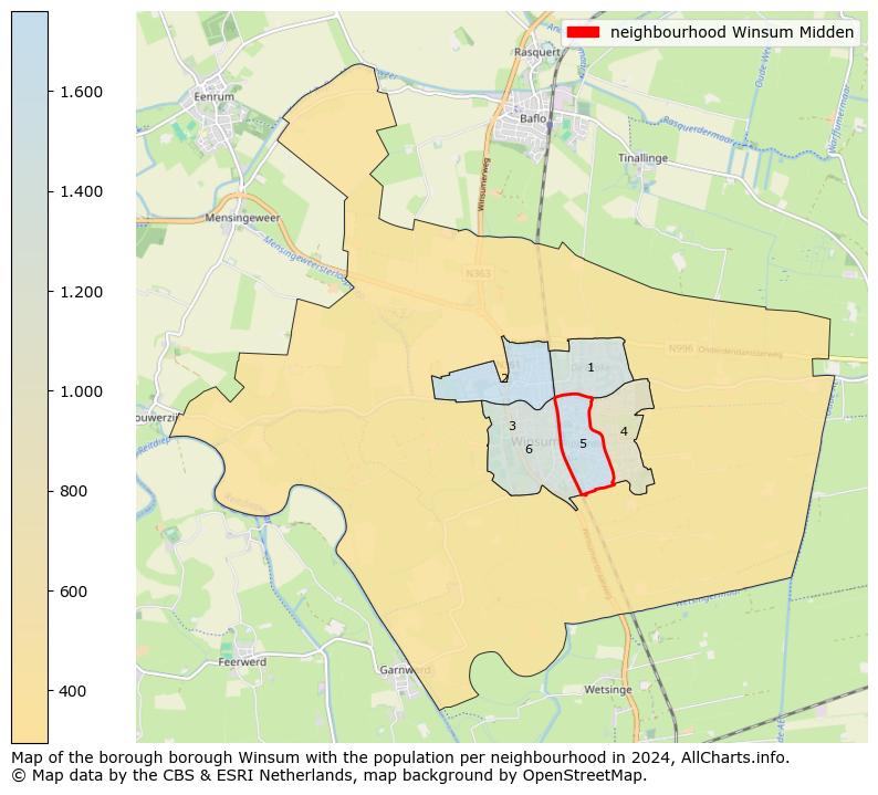 Image of the neighbourhood Winsum Midden at the map. This image is used as introduction to this page. This page shows a lot of information about the population in the neighbourhood Winsum Midden (such as the distribution by age groups of the residents, the composition of households, whether inhabitants are natives or Dutch with an immigration background, data about the houses (numbers, types, price development, use, type of property, ...) and more (car ownership, energy consumption, ...) based on open data from the Dutch Central Bureau of Statistics and various other sources!