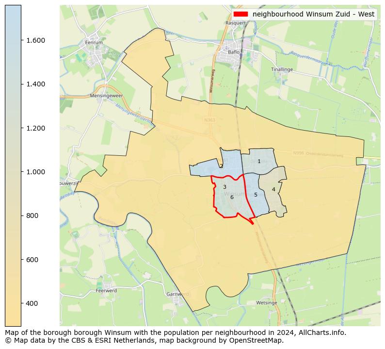 Image of the neighbourhood Winsum Zuid - West at the map. This image is used as introduction to this page. This page shows a lot of information about the population in the neighbourhood Winsum Zuid - West (such as the distribution by age groups of the residents, the composition of households, whether inhabitants are natives or Dutch with an immigration background, data about the houses (numbers, types, price development, use, type of property, ...) and more (car ownership, energy consumption, ...) based on open data from the Dutch Central Bureau of Statistics and various other sources!