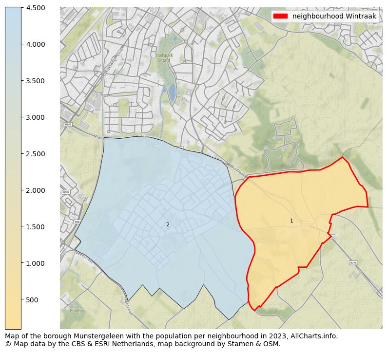 Map of the borough Munstergeleen with the population per neighbourhood in 2022. This page shows a lot of information about residents (such as the distribution by age groups, family composition, gender, native or Dutch with an immigration background, ...), homes (numbers, types, price development, use, type of property, ...) and more (car ownership, energy consumption, ...) based on open data from the Dutch Central Bureau of Statistics and various other sources!