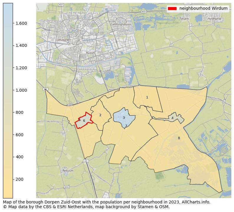 Map of the borough Dorpen Zuid-Oost with the population per neighbourhood in 2023. This page shows a lot of information about residents (such as the distribution by age groups, family composition, gender, native or Dutch with an immigration background, ...), homes (numbers, types, price development, use, type of property, ...) and more (car ownership, energy consumption, ...) based on open data from the Dutch Central Bureau of Statistics and various other sources!