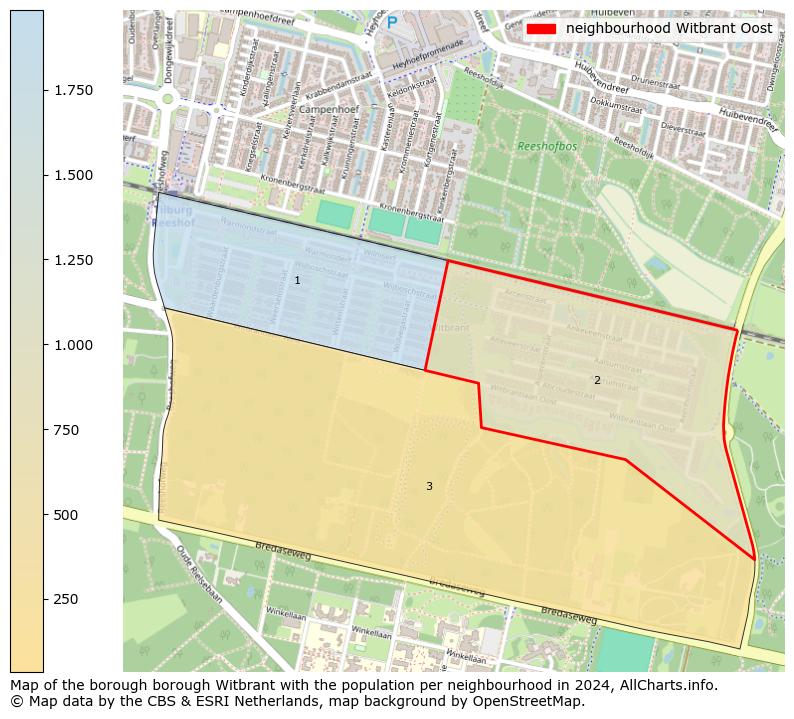 Image of the neighbourhood Witbrant Oost at the map. This image is used as introduction to this page. This page shows a lot of information about the population in the neighbourhood Witbrant Oost (such as the distribution by age groups of the residents, the composition of households, whether inhabitants are natives or Dutch with an immigration background, data about the houses (numbers, types, price development, use, type of property, ...) and more (car ownership, energy consumption, ...) based on open data from the Dutch Central Bureau of Statistics and various other sources!