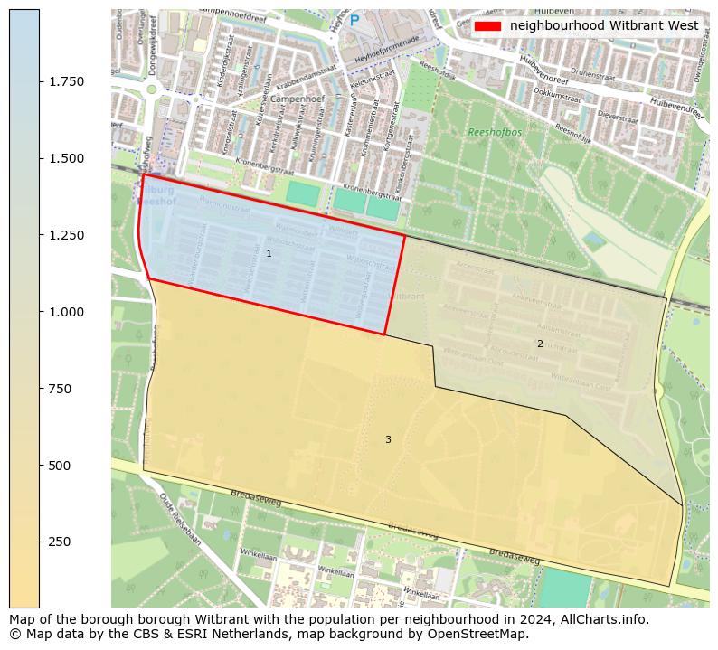 Image of the neighbourhood Witbrant West at the map. This image is used as introduction to this page. This page shows a lot of information about the population in the neighbourhood Witbrant West (such as the distribution by age groups of the residents, the composition of households, whether inhabitants are natives or Dutch with an immigration background, data about the houses (numbers, types, price development, use, type of property, ...) and more (car ownership, energy consumption, ...) based on open data from the Dutch Central Bureau of Statistics and various other sources!