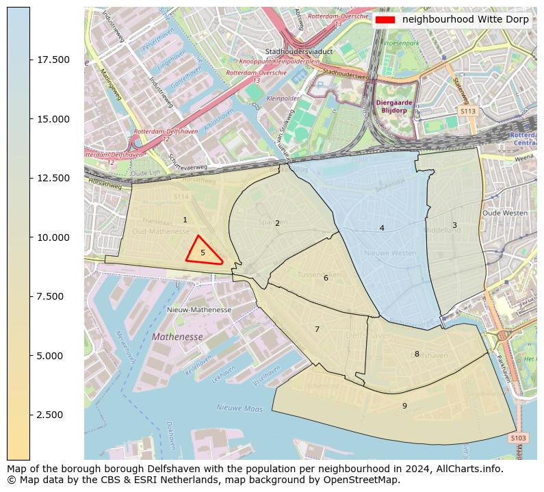 Image of the neighbourhood Witte Dorp at the map. This image is used as introduction to this page. This page shows a lot of information about the population in the neighbourhood Witte Dorp (such as the distribution by age groups of the residents, the composition of households, whether inhabitants are natives or Dutch with an immigration background, data about the houses (numbers, types, price development, use, type of property, ...) and more (car ownership, energy consumption, ...) based on open data from the Dutch Central Bureau of Statistics and various other sources!