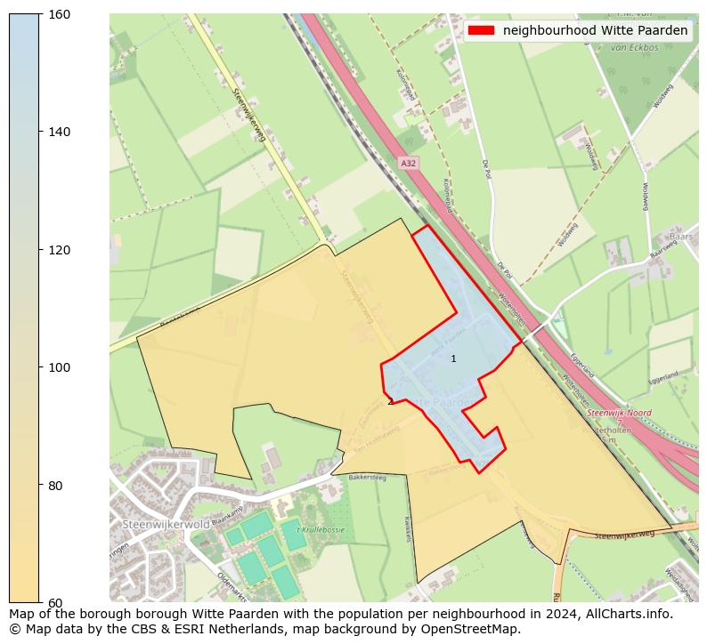 Image of the neighbourhood Witte Paarden at the map. This image is used as introduction to this page. This page shows a lot of information about the population in the neighbourhood Witte Paarden (such as the distribution by age groups of the residents, the composition of households, whether inhabitants are natives or Dutch with an immigration background, data about the houses (numbers, types, price development, use, type of property, ...) and more (car ownership, energy consumption, ...) based on open data from the Dutch Central Bureau of Statistics and various other sources!