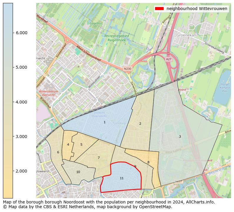 Image of the neighbourhood Wittevrouwen at the map. This image is used as introduction to this page. This page shows a lot of information about the population in the neighbourhood Wittevrouwen (such as the distribution by age groups of the residents, the composition of households, whether inhabitants are natives or Dutch with an immigration background, data about the houses (numbers, types, price development, use, type of property, ...) and more (car ownership, energy consumption, ...) based on open data from the Dutch Central Bureau of Statistics and various other sources!