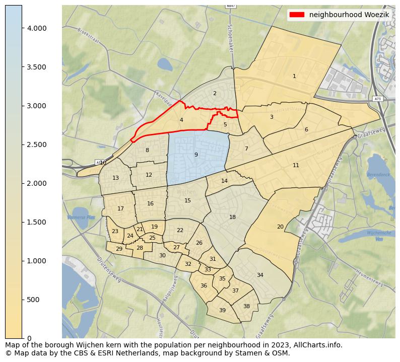 Map of the borough Wijchen kern with the population per neighbourhood in 2023. This page shows a lot of information about residents (such as the distribution by age groups, family composition, gender, native or Dutch with an immigration background, ...), homes (numbers, types, price development, use, type of property, ...) and more (car ownership, energy consumption, ...) based on open data from the Dutch Central Bureau of Statistics and various other sources!