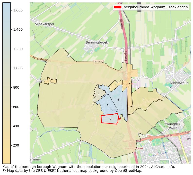 Image of the neighbourhood Wognum Kreeklanden at the map. This image is used as introduction to this page. This page shows a lot of information about the population in the neighbourhood Wognum Kreeklanden (such as the distribution by age groups of the residents, the composition of households, whether inhabitants are natives or Dutch with an immigration background, data about the houses (numbers, types, price development, use, type of property, ...) and more (car ownership, energy consumption, ...) based on open data from the Dutch Central Bureau of Statistics and various other sources!