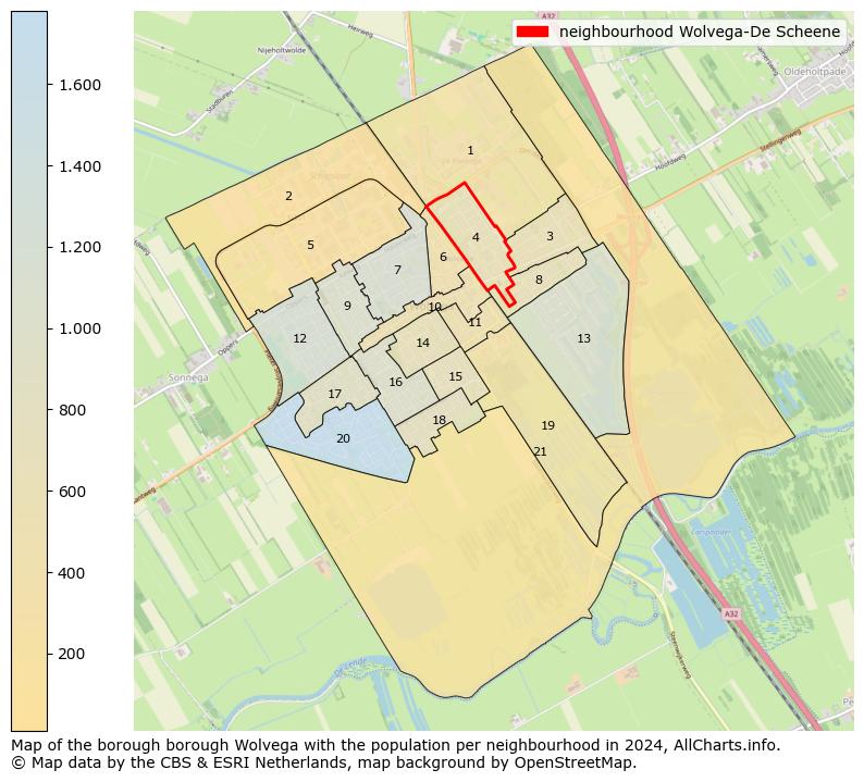 Image of the neighbourhood Wolvega-De Scheene at the map. This image is used as introduction to this page. This page shows a lot of information about the population in the neighbourhood Wolvega-De Scheene (such as the distribution by age groups of the residents, the composition of households, whether inhabitants are natives or Dutch with an immigration background, data about the houses (numbers, types, price development, use, type of property, ...) and more (car ownership, energy consumption, ...) based on open data from the Dutch Central Bureau of Statistics and various other sources!