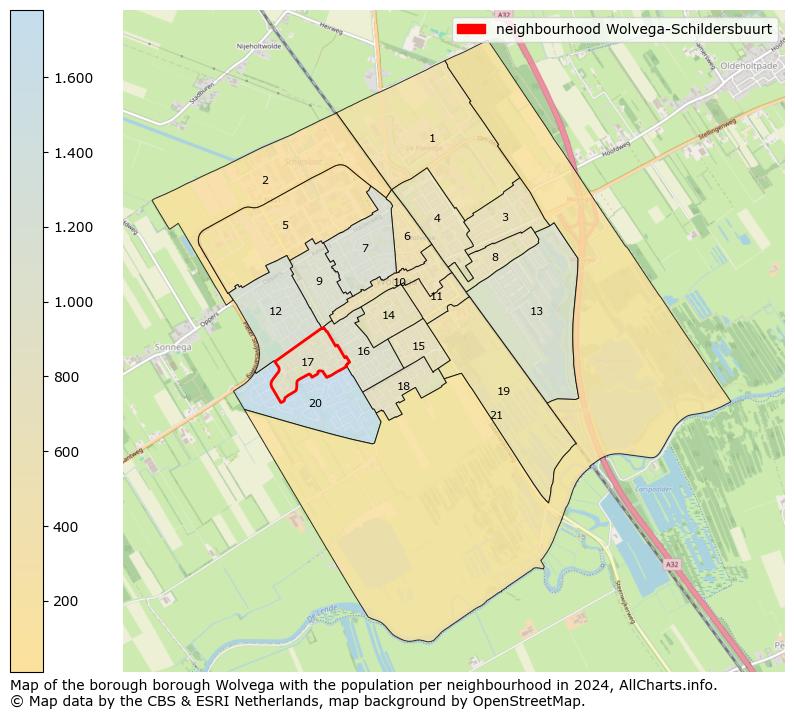 Image of the neighbourhood Wolvega-Schildersbuurt at the map. This image is used as introduction to this page. This page shows a lot of information about the population in the neighbourhood Wolvega-Schildersbuurt (such as the distribution by age groups of the residents, the composition of households, whether inhabitants are natives or Dutch with an immigration background, data about the houses (numbers, types, price development, use, type of property, ...) and more (car ownership, energy consumption, ...) based on open data from the Dutch Central Bureau of Statistics and various other sources!