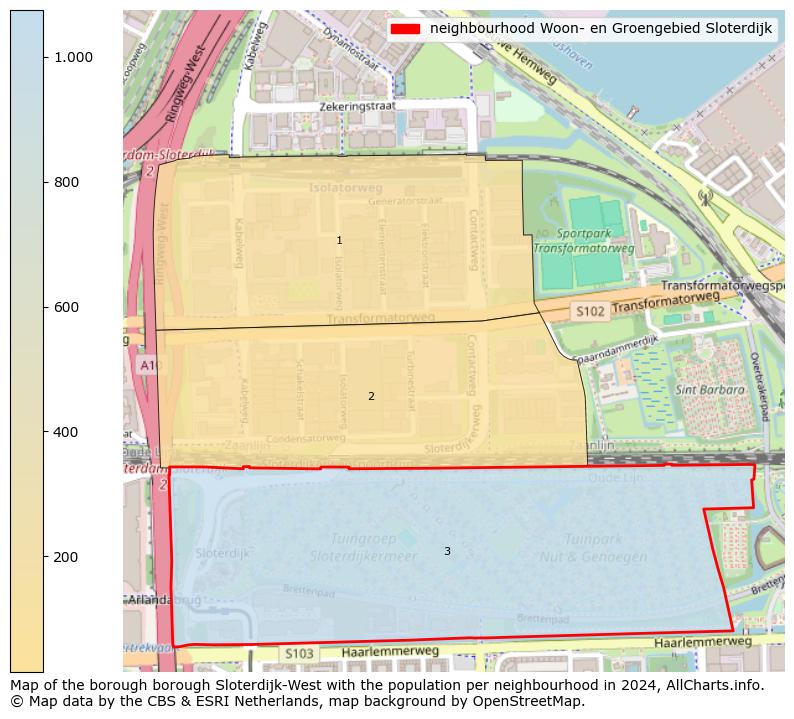 Image of the neighbourhood Woon- en Groengebied Sloterdijk at the map. This image is used as introduction to this page. This page shows a lot of information about the population in the neighbourhood Woon- en Groengebied Sloterdijk (such as the distribution by age groups of the residents, the composition of households, whether inhabitants are natives or Dutch with an immigration background, data about the houses (numbers, types, price development, use, type of property, ...) and more (car ownership, energy consumption, ...) based on open data from the Dutch Central Bureau of Statistics and various other sources!