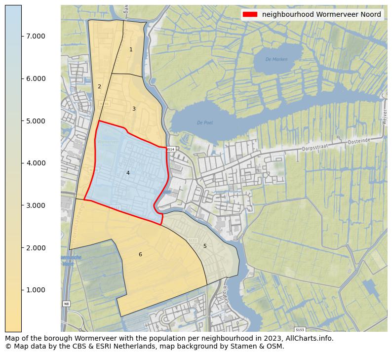 Map of the borough Wormerveer with the population per neighbourhood in 2023. This page shows a lot of information about residents (such as the distribution by age groups, family composition, gender, native or Dutch with an immigration background, ...), homes (numbers, types, price development, use, type of property, ...) and more (car ownership, energy consumption, ...) based on open data from the Dutch Central Bureau of Statistics and various other sources!