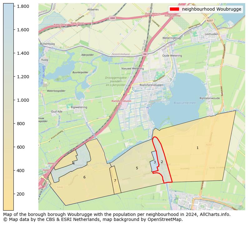 Image of the neighbourhood Woubrugge at the map. This image is used as introduction to this page. This page shows a lot of information about the population in the neighbourhood Woubrugge (such as the distribution by age groups of the residents, the composition of households, whether inhabitants are natives or Dutch with an immigration background, data about the houses (numbers, types, price development, use, type of property, ...) and more (car ownership, energy consumption, ...) based on open data from the Dutch Central Bureau of Statistics and various other sources!