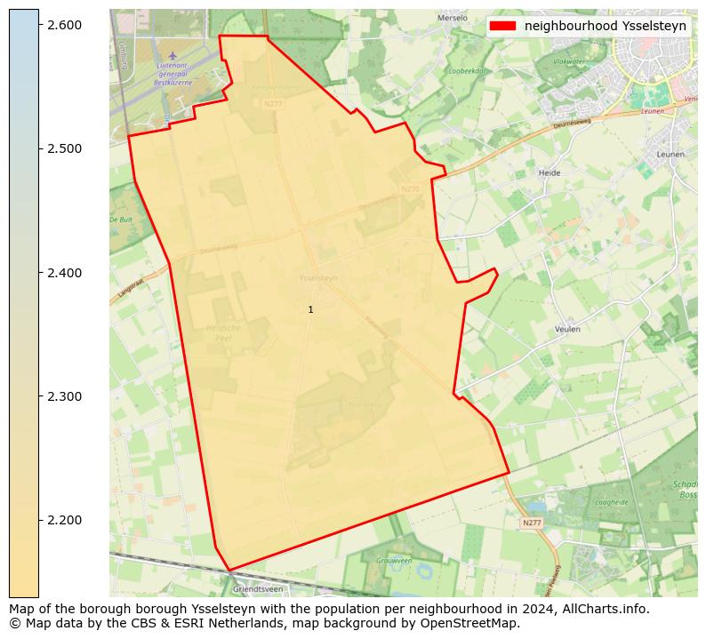 Image of the neighbourhood Ysselsteyn at the map. This image is used as introduction to this page. This page shows a lot of information about the population in the neighbourhood Ysselsteyn (such as the distribution by age groups of the residents, the composition of households, whether inhabitants are natives or Dutch with an immigration background, data about the houses (numbers, types, price development, use, type of property, ...) and more (car ownership, energy consumption, ...) based on open data from the Dutch Central Bureau of Statistics and various other sources!