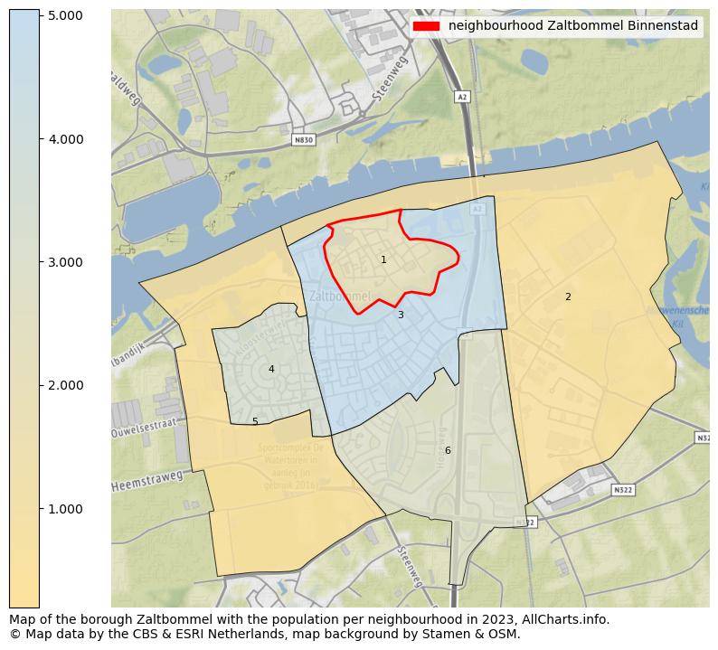 Map of the borough Zaltbommel with the population per neighbourhood in 2023. This page shows a lot of information about residents (such as the distribution by age groups, family composition, gender, native or Dutch with an immigration background, ...), homes (numbers, types, price development, use, type of property, ...) and more (car ownership, energy consumption, ...) based on open data from the Dutch Central Bureau of Statistics and various other sources!