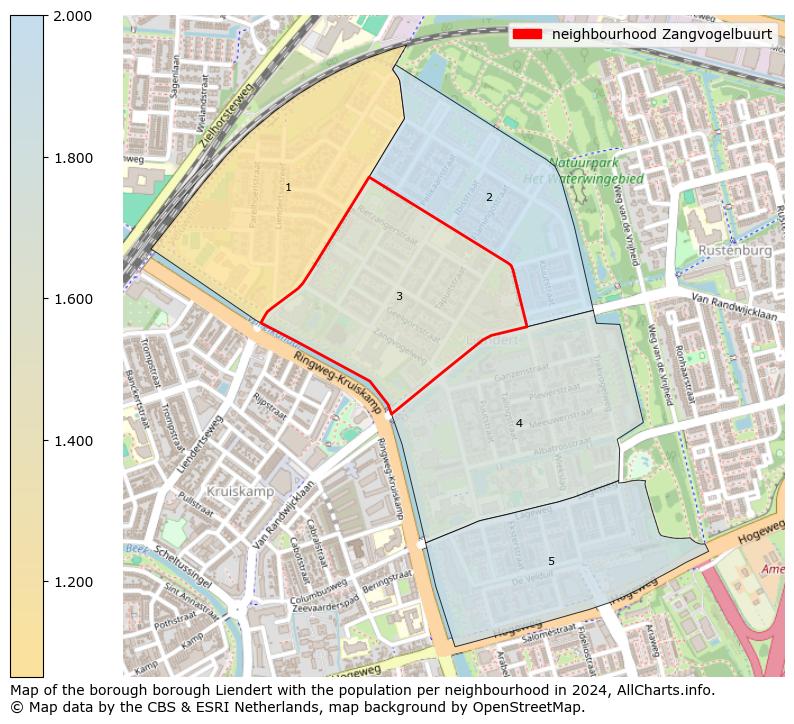 Image of the neighbourhood Zangvogelbuurt at the map. This image is used as introduction to this page. This page shows a lot of information about the population in the neighbourhood Zangvogelbuurt (such as the distribution by age groups of the residents, the composition of households, whether inhabitants are natives or Dutch with an immigration background, data about the houses (numbers, types, price development, use, type of property, ...) and more (car ownership, energy consumption, ...) based on open data from the Dutch Central Bureau of Statistics and various other sources!