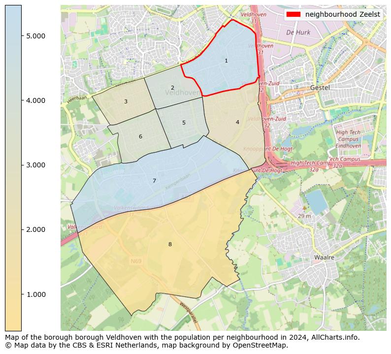 Image of the neighbourhood Zeelst at the map. This image is used as introduction to this page. This page shows a lot of information about the population in the neighbourhood Zeelst (such as the distribution by age groups of the residents, the composition of households, whether inhabitants are natives or Dutch with an immigration background, data about the houses (numbers, types, price development, use, type of property, ...) and more (car ownership, energy consumption, ...) based on open data from the Dutch Central Bureau of Statistics and various other sources!