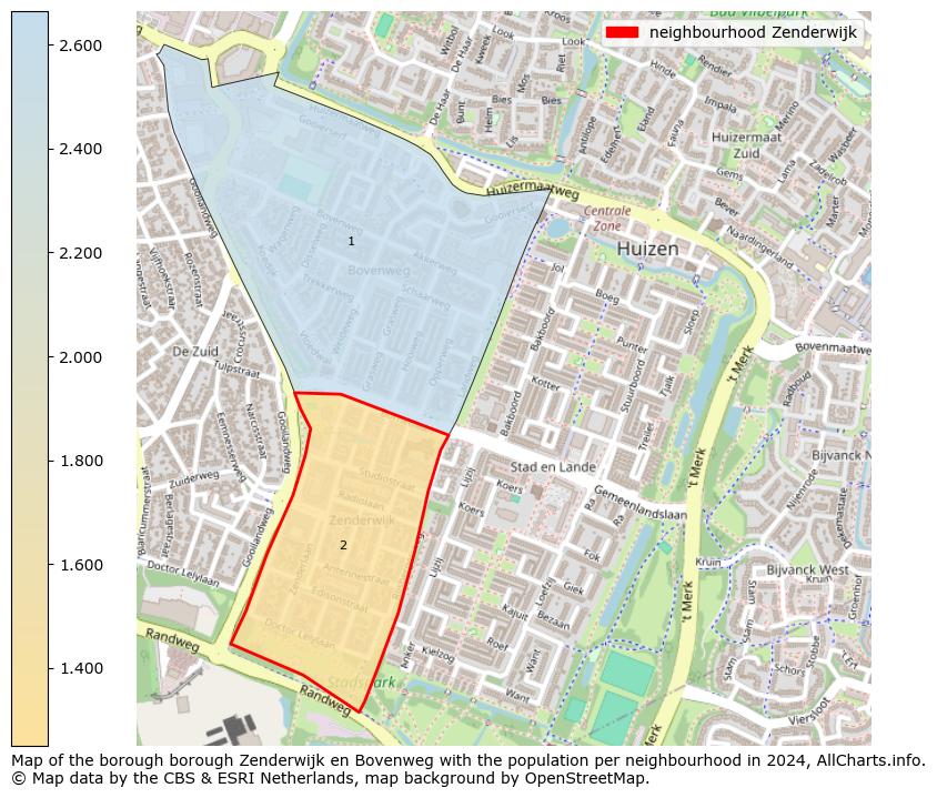 Image of the neighbourhood Zenderwijk at the map. This image is used as introduction to this page. This page shows a lot of information about the population in the neighbourhood Zenderwijk (such as the distribution by age groups of the residents, the composition of households, whether inhabitants are natives or Dutch with an immigration background, data about the houses (numbers, types, price development, use, type of property, ...) and more (car ownership, energy consumption, ...) based on open data from the Dutch Central Bureau of Statistics and various other sources!