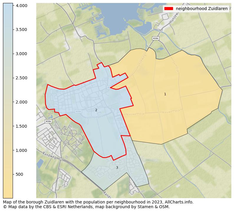 Map of the borough Zuidlaren with the population per neighbourhood in 2023. This page shows a lot of information about residents (such as the distribution by age groups, family composition, gender, native or Dutch with an immigration background, ...), homes (numbers, types, price development, use, type of property, ...) and more (car ownership, energy consumption, ...) based on open data from the Dutch Central Bureau of Statistics and various other sources!